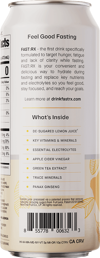 FAST:RX Still Meyer Lemon Zero Sugar Keto drink Hydrating fasting water transparent