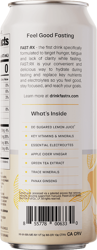 FAST:RX Sparkling Meyer Lemon Zero Sugar Keto drink Hydrating fasting water transparent